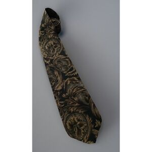 Cellini Collection Neckwear Tie Black Gold Paisley AOP 100% Silk USA JBHS